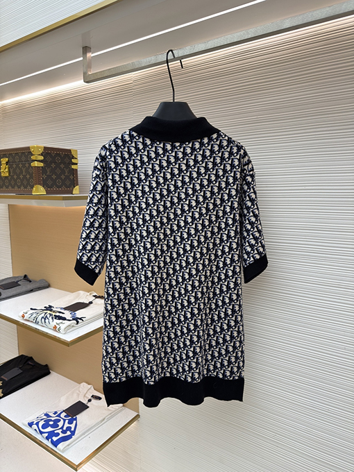 ディオール Oblique ニットジャカード半袖ポロシャツ