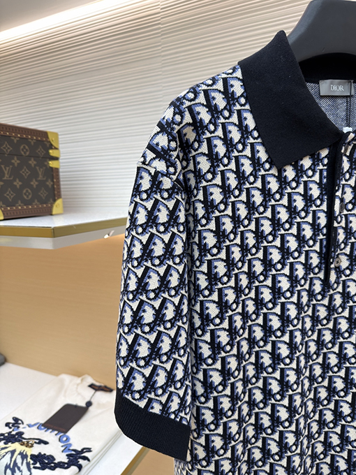 ディオール Oblique ニットジャカード半袖ポロシャツ