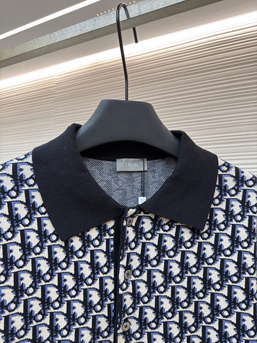 ディオール Oblique ニットジャカード半袖ポロシャツ