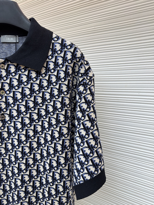 ディオール Oblique ニットジャカード半袖ポロシャツ