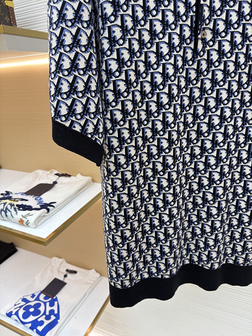 ディオール Oblique ニットジャカード半袖ポロシャツ