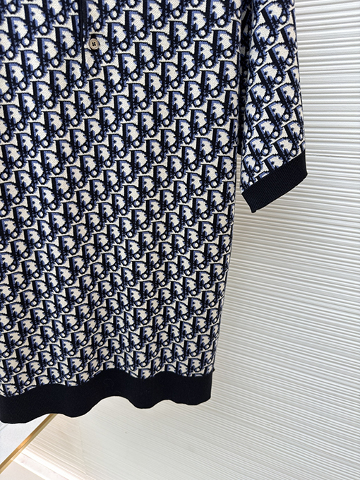 ディオール Oblique ニットジャカード半袖ポロシャツ