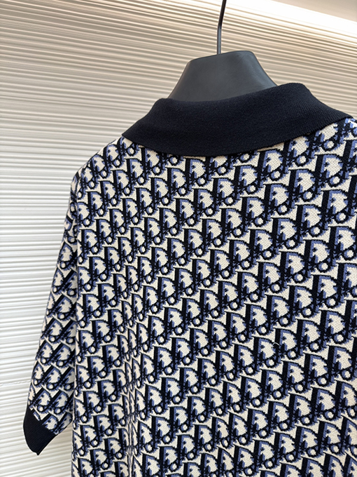 ディオール Oblique ニットジャカード半袖ポロシャツ