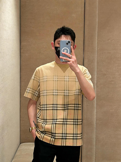 バーバリースーパーコピー チェック柄プリント半袖Tシャツ