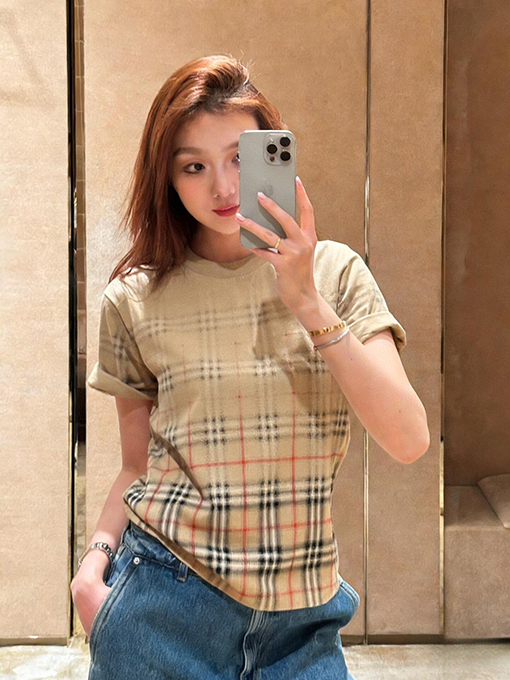バーバリースーパーコピー チェック柄プリント半袖Tシャツ