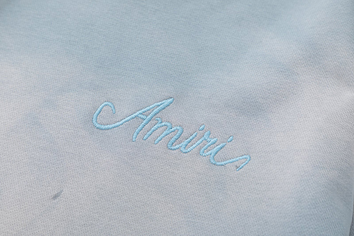 アミリスーパーコピー アップリケ刺繍のペイズリーロゴ入りウォッシュダメージパーカー