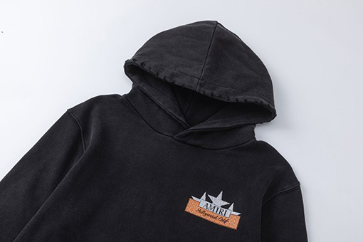 アミリ ラインストーンスター クラックプリントウォッシュダメージフード付きスウェットシャツ