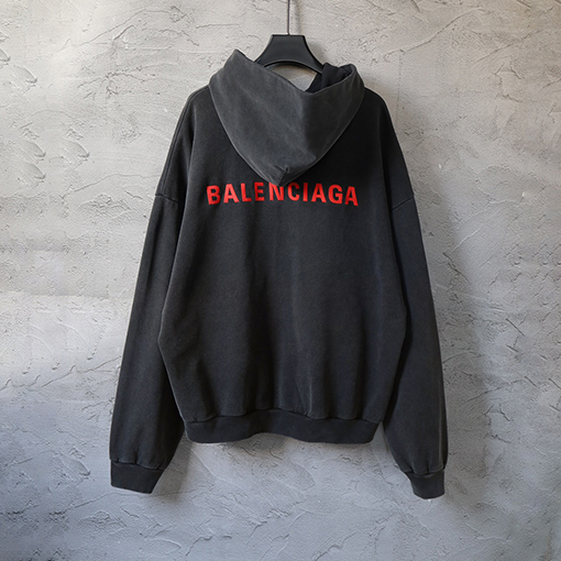 バレンシアガ BALENCIAGA 刺繍入り英語文字ジップアップフード付きスウェットシャツ