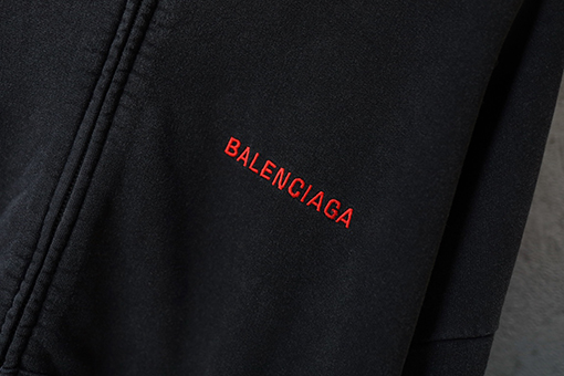 バレンシアガ BALENCIAGA 刺繍入り英語文字ジップアップフード付きスウェットシャツ