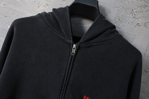 バレンシアガ BALENCIAGA 刺繍入り英語文字ジップアップフード付きスウェットシャツ
