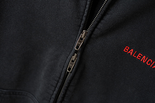 バレンシアガ BALENCIAGA 刺繍入り英語文字ジップアップフード付きスウェットシャツ