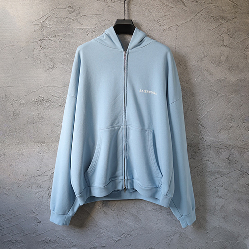 バレンシアガ BALENCIAGA 刺繍入り英語文字ジップアップフード付きスウェットシャツ