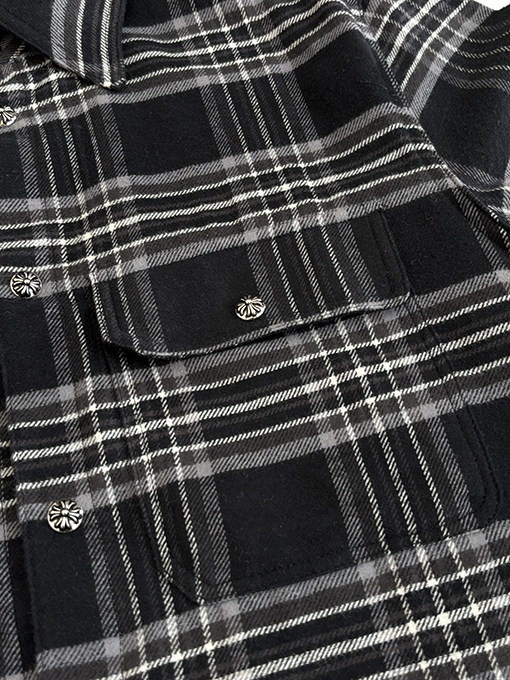 クロムハーツ フランネルチェックの襟付き長袖シャツ