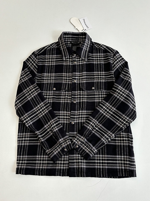 クロムハーツ フランネルチェックの襟付き長袖シャツ