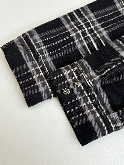 クロムハーツ フランネルチェックの襟付き長袖シャツ