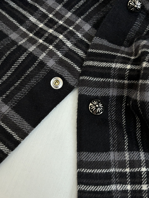 クロムハーツ フランネルチェックの襟付き長袖シャツ