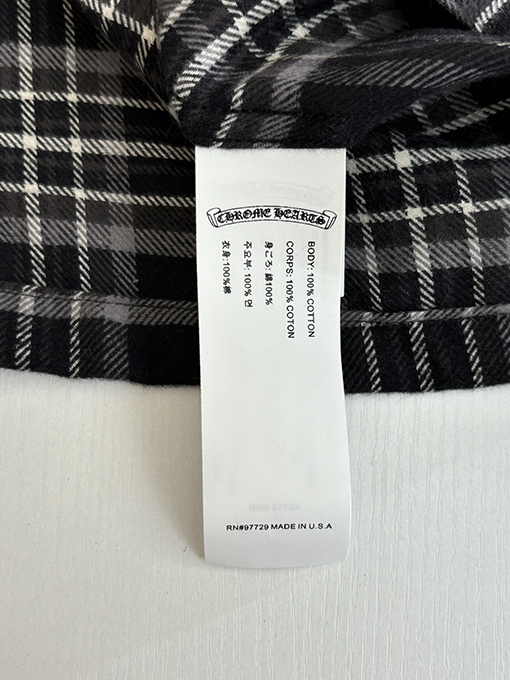 クロムハーツ フランネルチェックの襟付き長袖シャツ