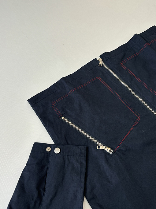 エルメス 外側ステッチ刺繍ジッパージャケット