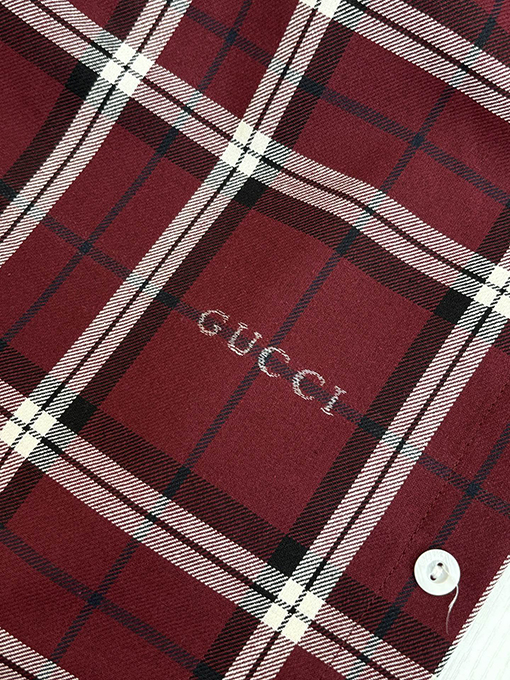 グッチコピー Gucci スコットランドのチェック柄ジャカード襟付き長袖シャツ