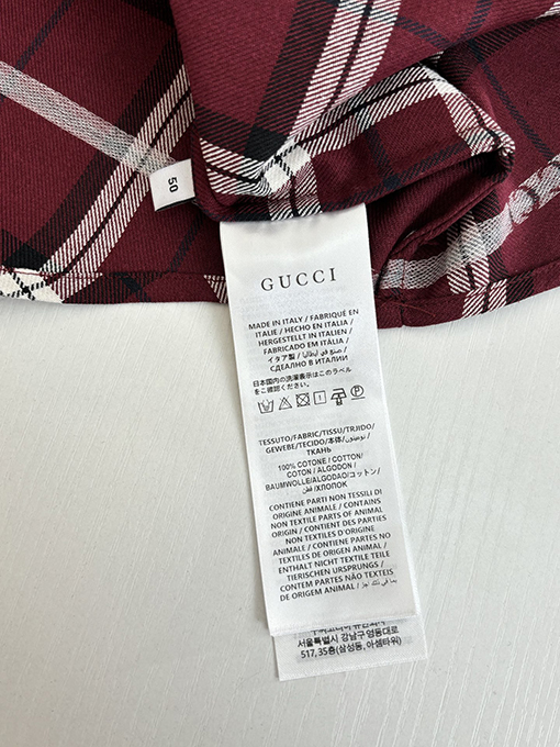 グッチコピー Gucci スコットランドのチェック柄ジャカード襟付き長袖シャツ