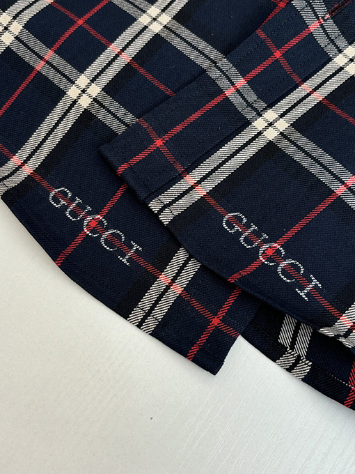 グッチコピー Gucci スコットランドのチェック柄ジャカード襟付き長袖シャツ