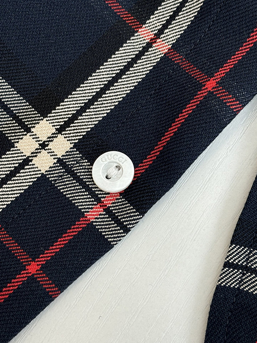 グッチコピー Gucci スコットランドのチェック柄ジャカード襟付き長袖シャツ