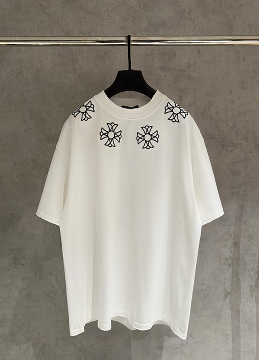クロムハーツ 新モデルクラシック刺繍の半袖Tシャツ