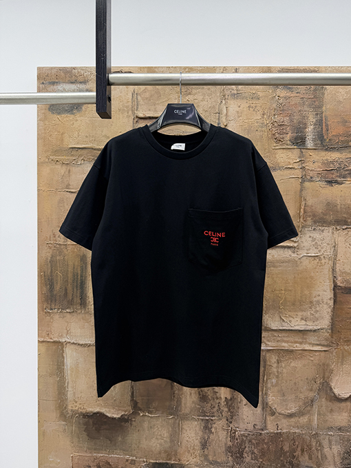 セリーヌ CELINE 刺繍ロゴポケット付き半袖Tシャツ