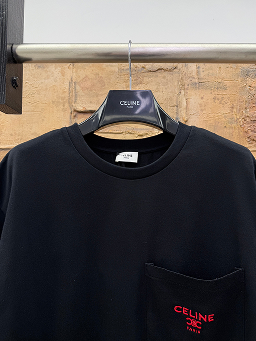 セリーヌ CELINE 刺繍ロゴポケット付き半袖Tシャツ