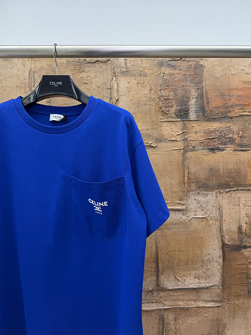 セリーヌ CELINE 刺繍ロゴポケット付き半袖Tシャツ