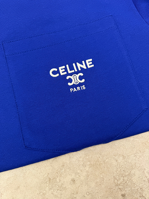 セリーヌ CELINE 刺繍ロゴポケット付き半袖Tシャツ