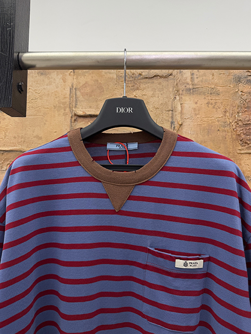 プラダコピー ストライプ半袖Tシャツ