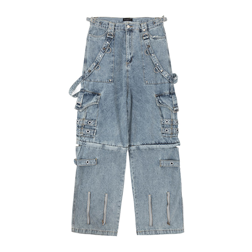 バレンシアガスーパーコピー 取り外し可能な頑丈なリベットリボンのワイドレッグ