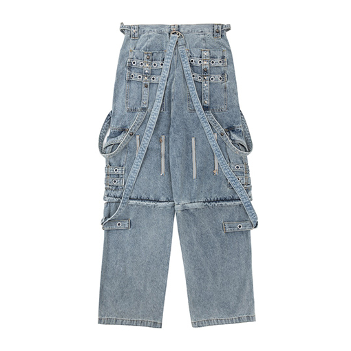 バレンシアガスーパーコピー 取り外し可能な頑丈なリベットリボンのワイドレッグ