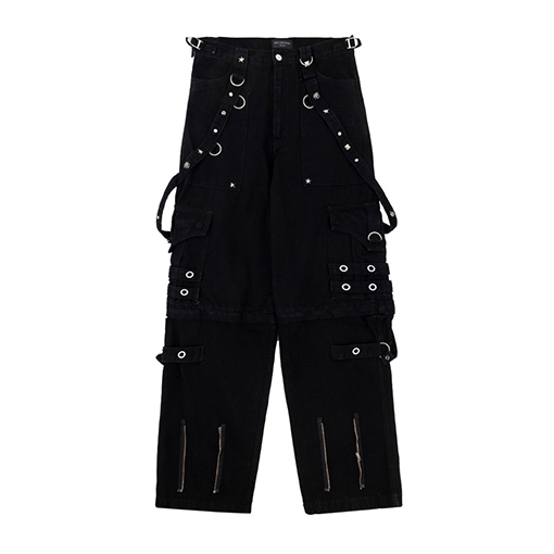 バレンシアガスーパーコピー 取り外し可能な頑丈なリベットリボンのワイドレッグ