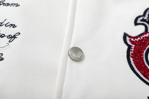 フィアオブゴッド offwhite 刺繍レザーパッチワーク高温ホットスタンプクリスタルベースボールジャケッ