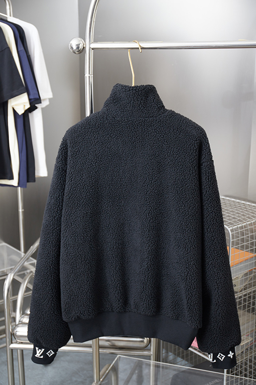 ルイヴィトンスーパーコピー レザーラベルカフジャカードフリースコットンジャケット