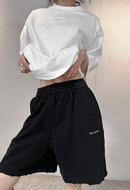 バレンシアガ Balenciaga フロントバックレターラインストーンウォッシュ半袖Tシャツ