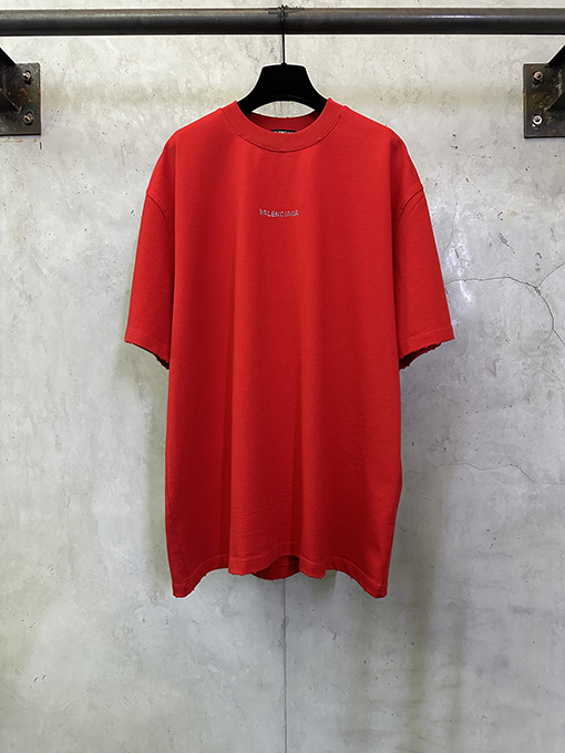 バレンシアガ Balenciaga フロントバックレターラインストーンウォッシュ半袖Tシャツ