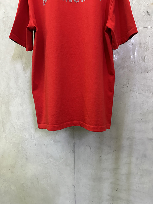 バレンシアガ Balenciaga フロントバックレターラインストーンウォッシュ半袖Tシャツ