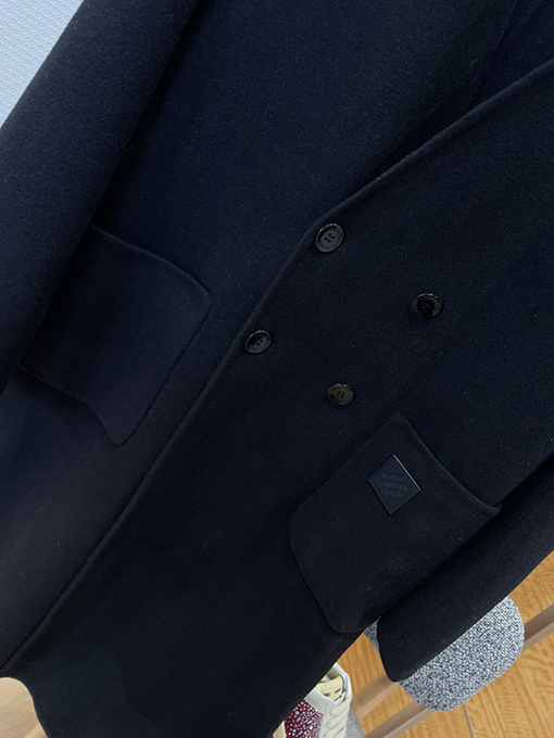 ルイヴィトン 襟なしダブルブレストウールコート