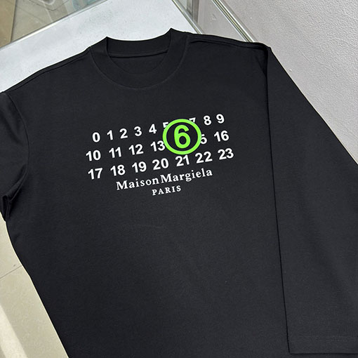 マルタンマルジェラ Maison Margiela MM6 ロゴフォームプリントの長袖ベースレイヤーシャツ