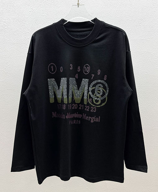 マルタンマルジェラ Maison Margiela MM6 新モデルロゴフォームプリントの長袖ベースレイヤーシャツ