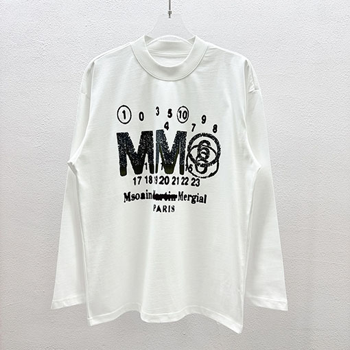マルタンマルジェラ Maison Margiela MM6 新モデルロゴフォームプリントの長袖ベースレイヤーシャツ