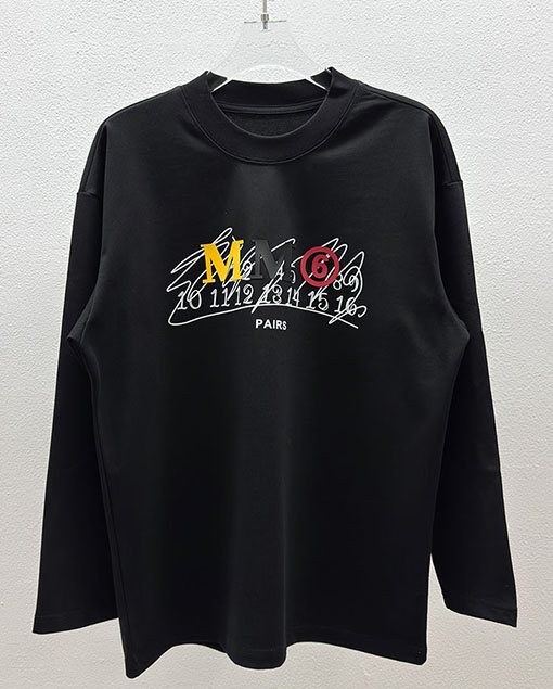 マルタンマルジェラ Maison Margiela MM6 文字ロゴり厚糊ダイレクトスプレー長袖シャツ