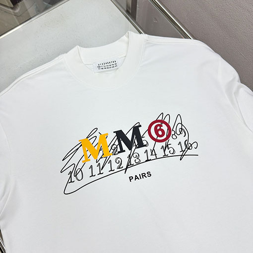 マルタンマルジェラ Maison Margiela MM6 文字ロゴり厚糊ダイレクトスプレー長袖シャツ