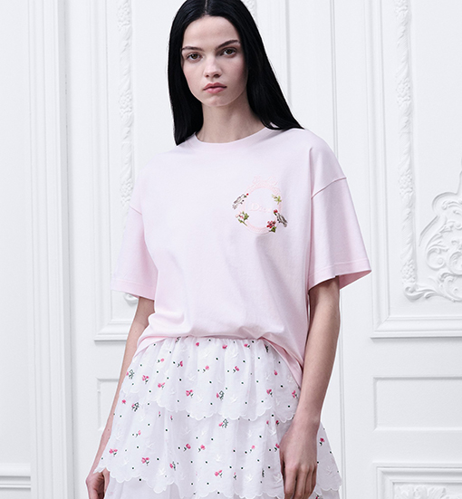 ディオール DIOR 刺繍り花柄半袖Tシャツ