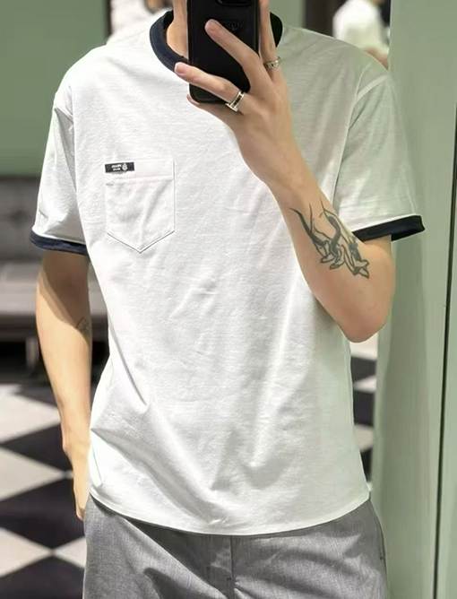 プラダスーパーコピー 両面二重構造のリバーシブル半袖Tシャツ