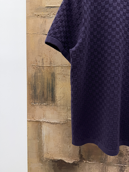 ルイヴィトン チェッカーボード刺繍ニット半袖Tシャツ