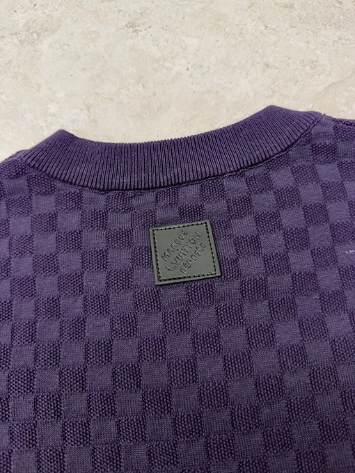 ルイヴィトン チェッカーボード刺繍ニット半袖Tシャツ